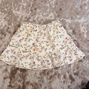 Chelsea & Violet Kids Floral Ruffle Skirt - Cream and Pink